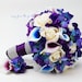Galaxy Blue Orchid Calla Bridal or Bridesmaid Bouquet - add a Groom's or Groomsman Boutonniere - Blue Purple Plum White Wedding Bouquet