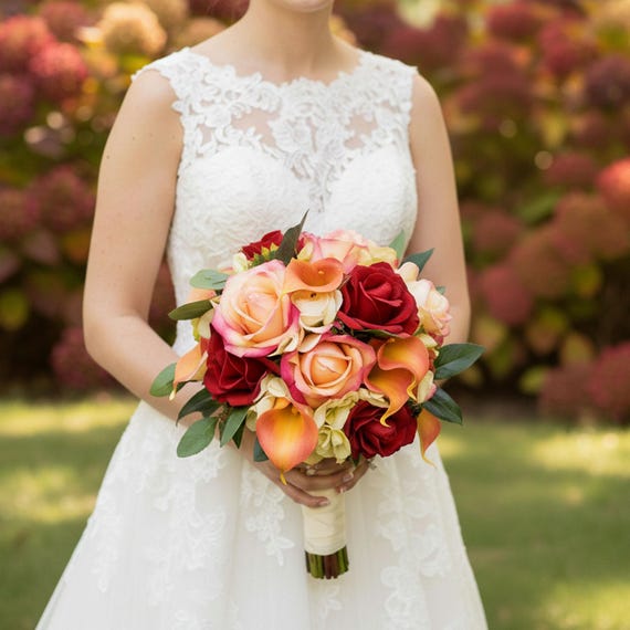 prom bouquet for orange dress Orange Nectar Premade Bridesmaid Bouquet | Flower Moxie