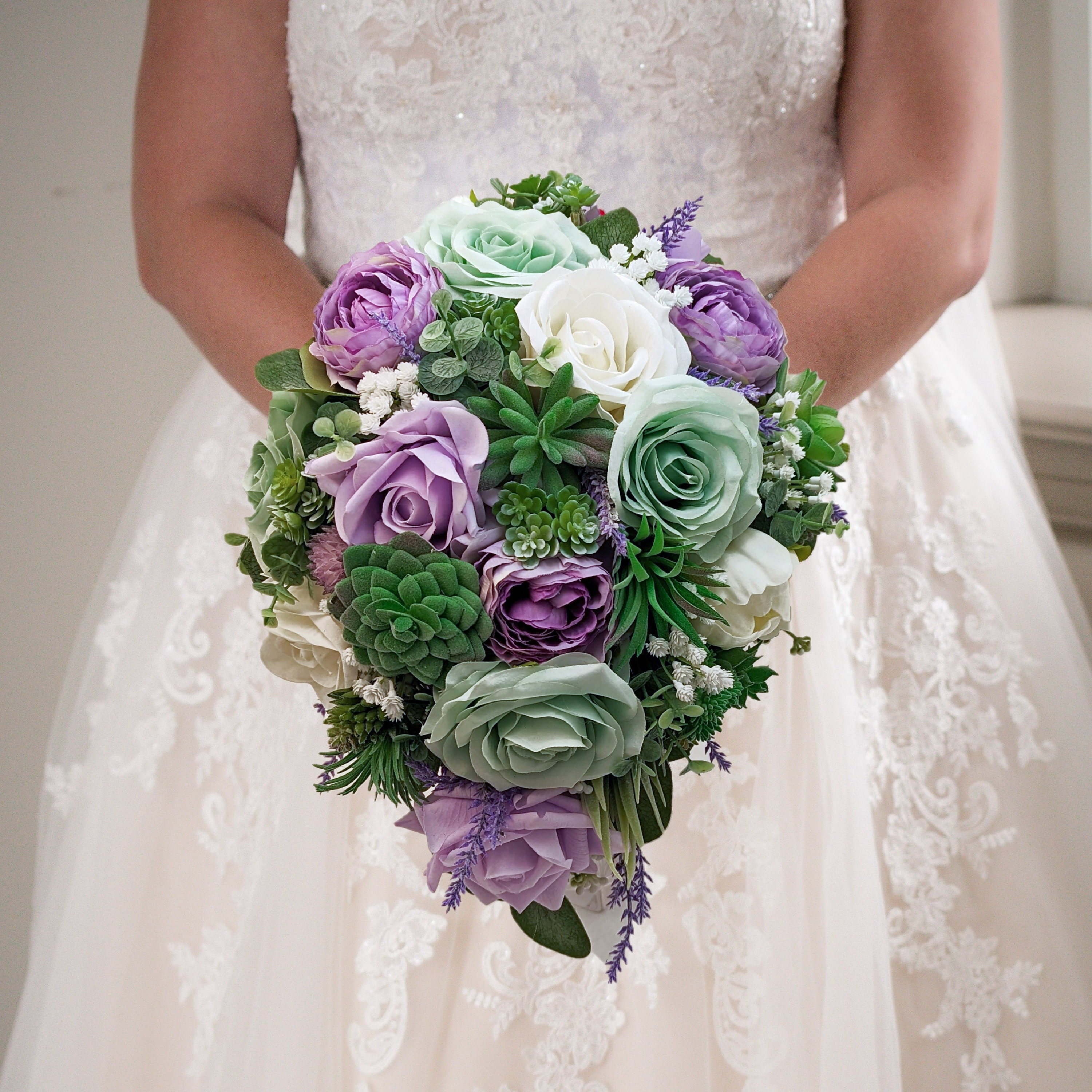 Cascade Bridal Bouquet Mint Lilac Lavender Succulents Greenery - Add Groom  Boutonniere Bridesmaid Bouquet Corsage Flower Crown \u0026 More - Etsy, image size:3000x3000