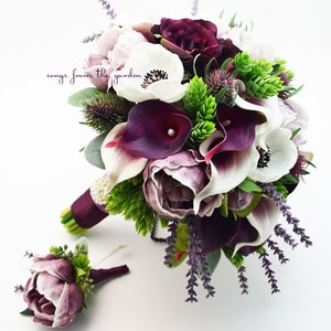 Bridal or Bridesmaid Bouquet Anemones Lavender Peonies Plum - Etsy