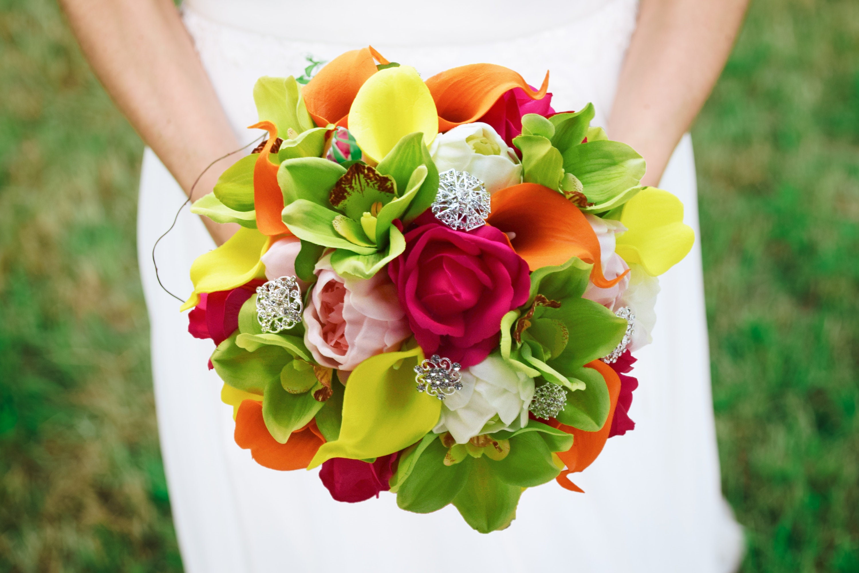 Bouquet de mariage tropical Orchidées Calla Lilies Roses - Etsy France