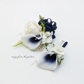 Navy Blue Calla Lily Corsage or Boutonniere – Wedding, Prom