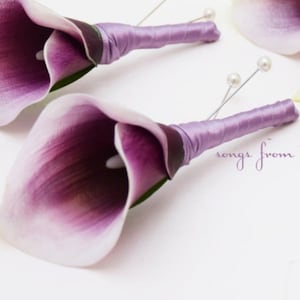 Real Touch Picasso Calla Lily Purple Hydrangea Bridal or Bridesmaid ...
