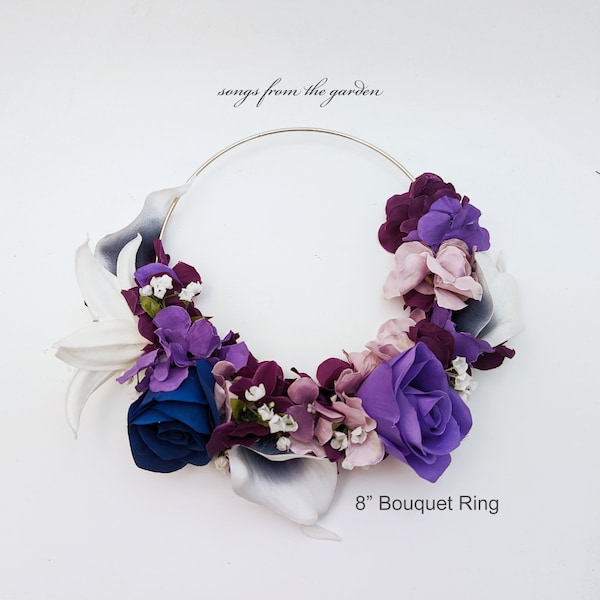 Cerceau de demoiselle d'honneur avec guirlande de fleurs - Bouquet de bague de fille de fleur - Personnalisez pour vos couleurs et votre style de mariage