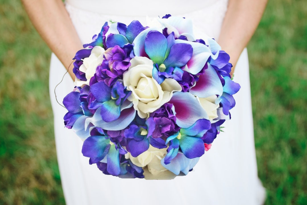 Galaxy Orchid Bridal or Bridesmaid Bouquet Add Groom - Etsy