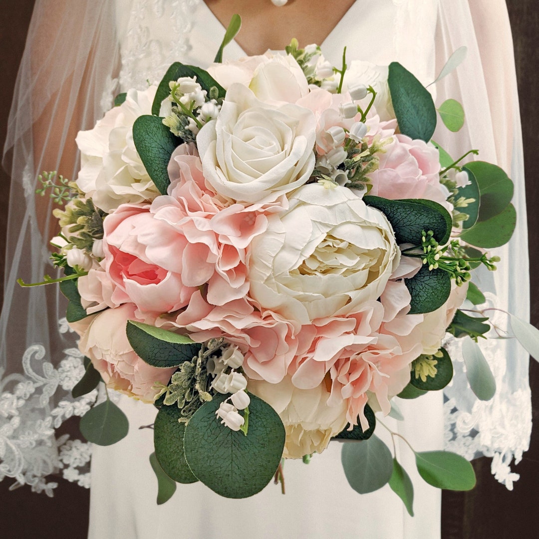 Bridal Bridesmaid Wedding Bouquet Lily of the Valley Peonies Roses ...