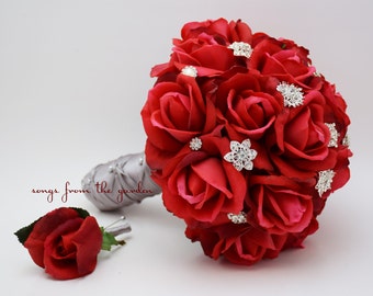 Riservato - Ordine personalizzato - Centrotavola di bouquet di rose bianche e blu polverose Centrotavola Boutonnieres Corsage