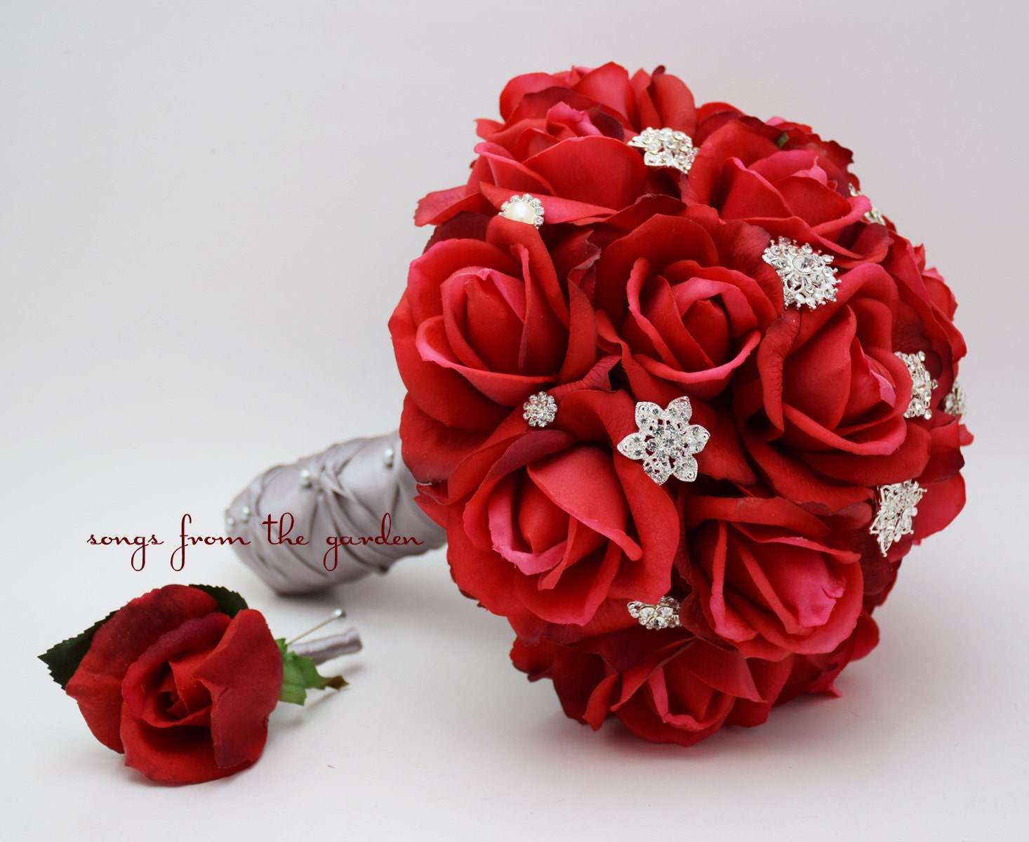 Broche En Forme De Rose Rouge Avec Strass - Bijou Classique Pour Robe, Mariage, Fête - Taille Unique