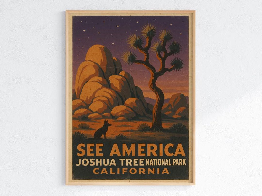 Joshua Tree National Park Poster – Vintage WPA Style Desert Landscape ...