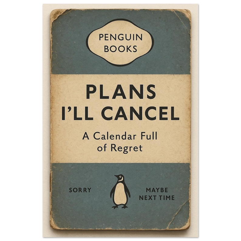 Funny Penguin Book Parody Poster: Introvert Social Anxiety Art (Digital or Physical Print) image 3