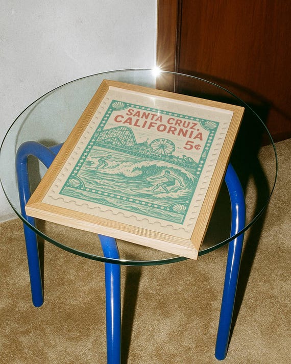 Santa Cruz Surf Poster: Vintage Boardwalk Art, Retro California Print