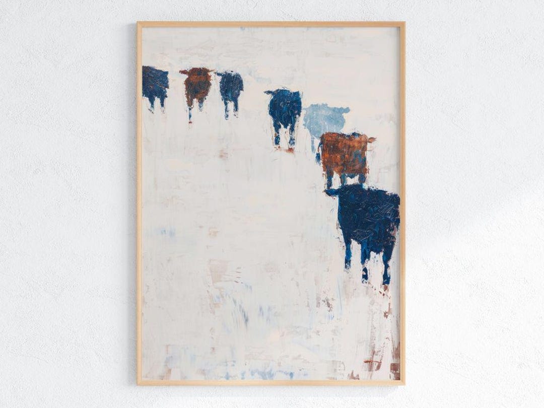 Minimalist Abstract Cattle Herd Poster – Modern Western Cow Art Print ...
