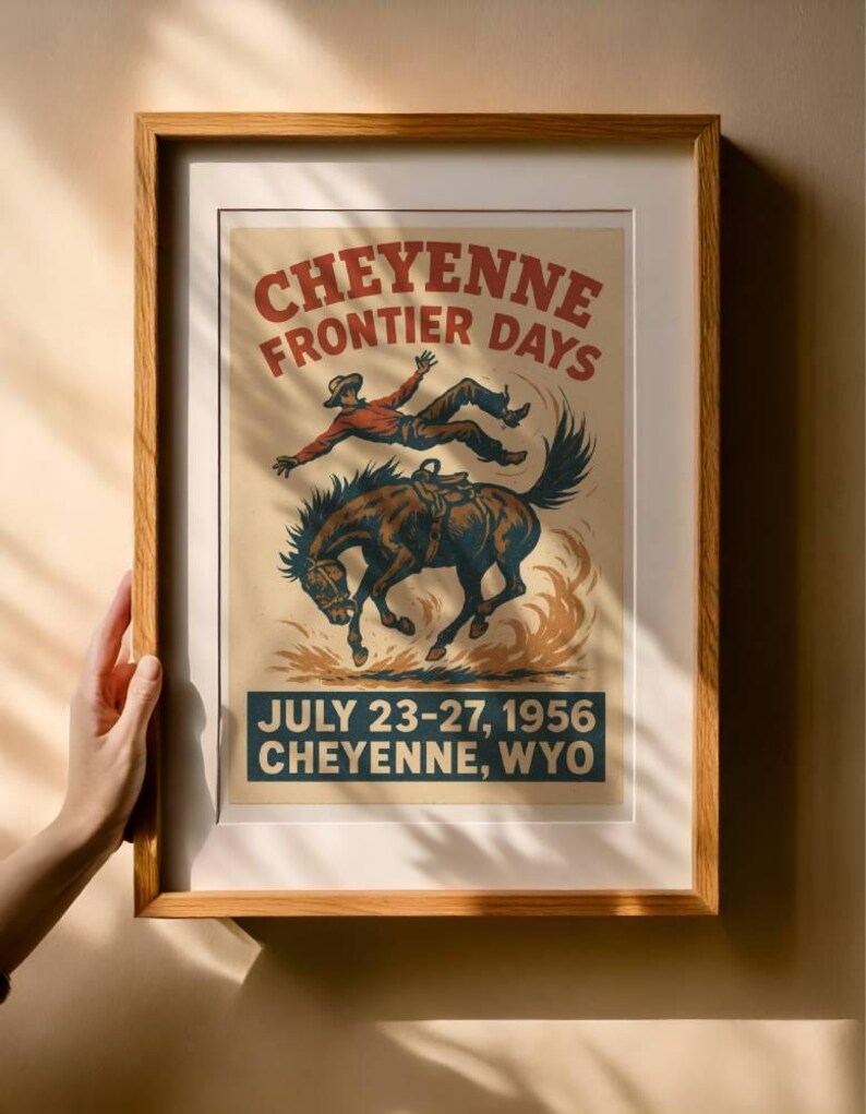 1956 Cheyenne Frontier Days Poster – Vintage Rodeo Wall Art, Wyoming ...