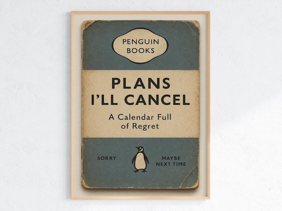 Funny Penguin Book Parody Poster: Introvert Social Anxiety Art (Digital or Physical Print)