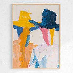 Two Cowboys Abstract Painting – Bright Southwestern Wall Art, Bold Western Print with Vibrant Colors, Ranch Home Decor
