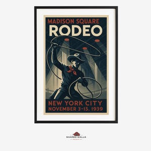 Cowboy Rodeo Poster Madison Square Garden 18x24 Vintage