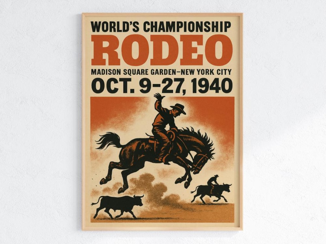 Vintage 1940 Rodeo Poster Print – Madison Square Garden Cowboy Art ...