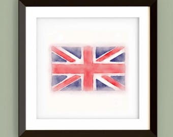 Aquarel Union Jack-print: muurkunst Britse vlag (digitale download)