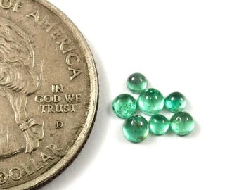 7 Pcs 3-2 mm Natural Emerald Cabochon Lot – Round Green Gemstones for Crafting
