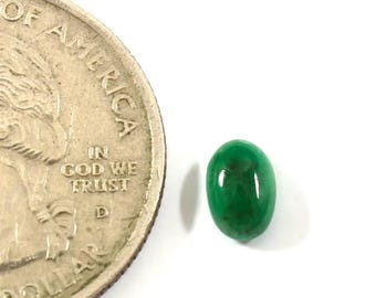 Natural Green Emerald Cabochon, Untreated Gemstone (7x4.5mm)