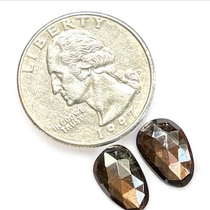 12x8x4mm Loose Golden Sapphire Gemstone Rose cut Pair | Sheen Sapphire Loose Rosecut Gemstone Pair | Natural Sapphire Pair For Jewelry