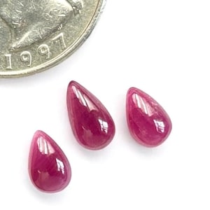 Pear Shape Ruby Cabochon Lot: Untreated Red Gemstone, 3.40 Carat