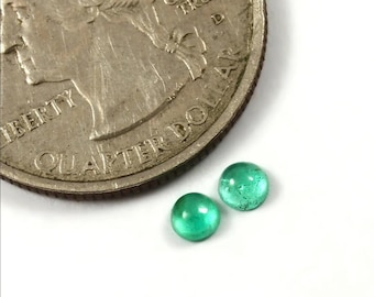 Natural Green Emerald Cabochon, 3mm Round Gemstone, Untreated