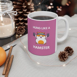 Hung Like a Hamster Mug | Funny Gift for Him | Cheeky Coffee Cup for Office Banter, Mates or Stag Do | Pink