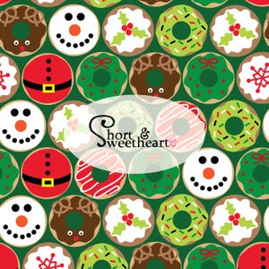 Christmas Donuts seamless pattern doughnut seamless sublimation fabric pattern snowman santa reindeer seamless digital file