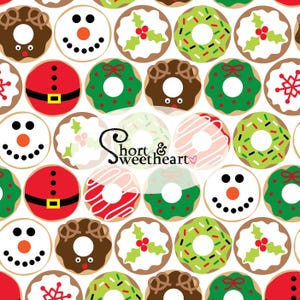 Christmas Donuts seamless pattern doughnut seamless sublimation fabric pattern snowman santa reindeer seamless digital file