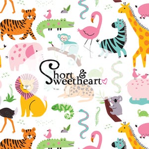 Zoo seamless pattern Zoo Animals seamless sublimation fabric pattern Lion Zebra Tiger Elephant Koala Snake Giraffe  seamless digital file