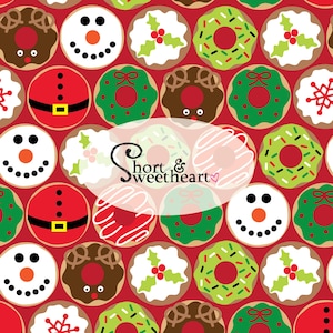 Christmas Donuts seamless pattern doughnut seamless sublimation fabric pattern snowman santa reindeer seamless digital file