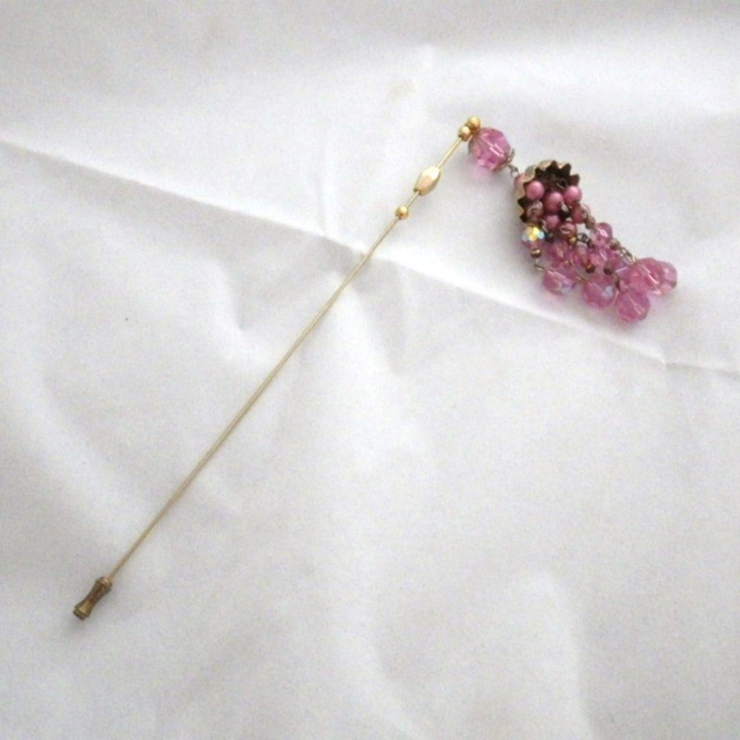 Vintage Pink Glass Bead Dangle Hat Pin - Etsy