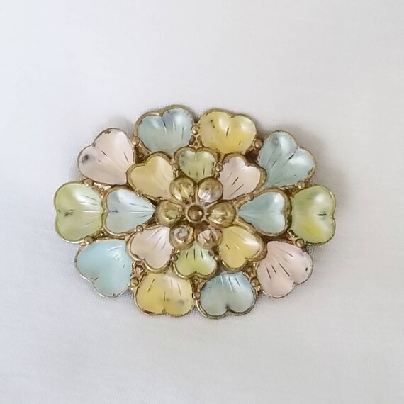 Antique Pastel Enamel Flower Neiger Brothers Brooc
