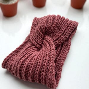 Hand-Knitted Merino Wool Headband – Soft and Warm Winter Twist Turban for Women – Chunky Ear Warmer