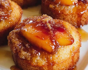 Receta de mini pasteles de durazno al revés (PDF imprimible)