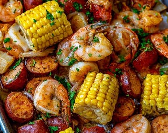Sheet Pan Shrimp Boil Recipe Digital Download Printable PDF
