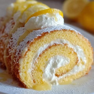 Velvet Lemon Cream Roll Cake Recipe Digital Download Printable PDF.