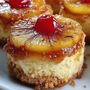 Mini Pineapple Upside-Down Cheesecakes Recipe Digital Download Printable PDF.