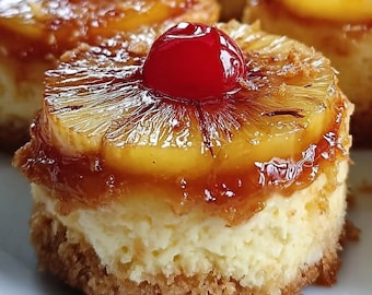 Receta de mini tartas de queso con piña al revés Descarga digital PDF imprimible.
