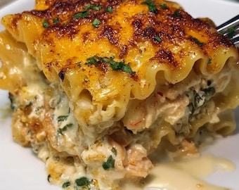 Receta de Rollitos de Lasaña con Langosta y Camarones: Mariscos Gourmet (Descarga digital imprimible)