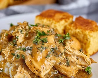 Receta de pollo con salsa en olla de cocción lenta: descarga digital imprimible