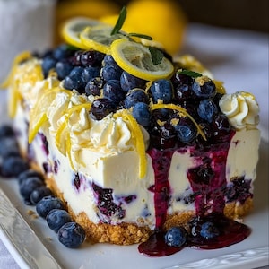 Lemon dazzling Blueberry Cheesecake, Best Recipe Digital Download Printable