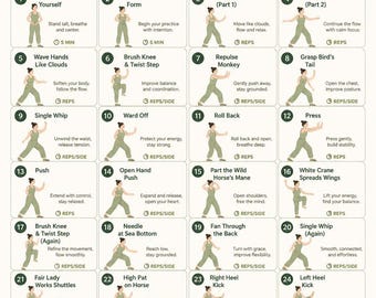 28 Day Tai Chi Challenge for Women | Printable Workout Schedule | Tai Chi Exercise Planner | Digital Download