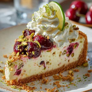Luscious Lemon-Lime Cherry Pistachio Cheesecake, Best Recipe Digital Download Printable