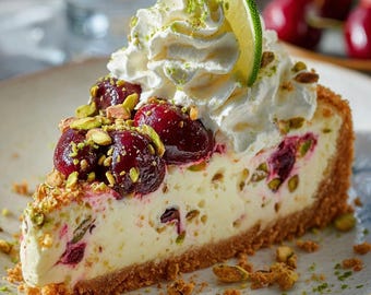 Lemon-Lime Cherry Pistachio Cheesecake Recipe: Digital Download