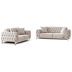 Hand made Chesterfield Velvet Sofa Set for Living Room | 3 Seater Sofas | 2 Seater | Armchair | 3+2 Sofa Sets| Button Tufted Sofas Couches |