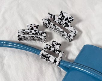 Dalmatian Square Acetate Hair Claw Clip - Strong Hold