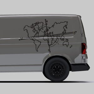 Pegatina para coche, autocaravana, brújula, mapa del mundo, viajes al aire libre, Vanlife, naturaleza, paisaje, decoración, pegatina n.° 1431
