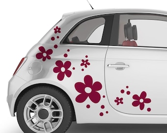 Ensemble d&#39;autocollants de décoration de voiture, fleurs rétro, ensemble de 50 pièces, #1012